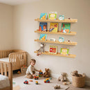 Nursery Book Shelves, Scalloped Floating Shelves Set of 2 Solid Pine Wood Wall Mounted Bookshelf with Wave Lip for Bedroom Kids, Toddler Room, Baby Room Natural 36inch by TinyTreasures Baby Boutique