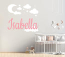 Custom Name with Moon Clouds and Stars Nursery Baby Name Wall Art Wall Decal for Nursery Bedroom playroom Decoration (Wide 40x40In Height), Wide 40Inx40In Height by TinyTreasures Baby Boutique