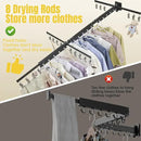 BESy Tri-Fold Foldable Clothes Drying Rack Retractable Hanging Collapsible Dryer Hanger Racks for Laundry Balcony Bathroom Space Saver Outdoor Indoor 20 Clips Aluminum Alloy Wall Mounted Matte Black by CozyNest Decor