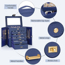 AKOZLIN 6-Tier Jewelry Box Organizer Functional 5 Drawers Leather Jewelry Storage Case for Women Girls Ring Necklace Earring Bracelet Holder Organizer with Mirror Blue by TinyTreasures Baby Boutique