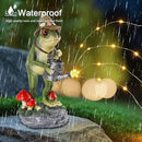 Solar Frog Statue for Garden with Watering Can Light 8.8" Resin Frog Figurine Outdoor Patio Porch Yard Decor Unique Birthday Housewarming Gifts for Women Mom Grandma Wife Sister by CozyNest Decor