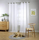MIUCO Sheer Curtains 84 Inch Long White Living Room Curtains Semi Voile Sheer Panels Linen Textured Grommet Curtains Window Curtain Panels, 37 x 84 Inches Length Set of 2 Drapes by CozyNest Decor