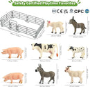 Farm Animal Toys, Realistic Farm Animal Figurines and Fence Playset, Includes Cow Pig Donkey Goat, Birthday Christmas Animal Gift Set for Kids Toddlers (Farm World) by GreenHaven Gardens