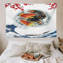 Houselerax Koi Fish Tapestry, Japanese Style Yin Yang Big Wave Cherry Blossoms Tapestries Wall Hanging for Bedroom Living Room Office Decor 90"x60" by CozyNest Decor