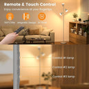 36W LED Tree Floor Lamp, Dimmable Tall Standing Lamp with Remote & Touch Control, 4 Color Temperatures Bright Floor Lamp, 3 Rotatable Light Modern Floor Lamps (Silver Gray) by CozyNest Decor