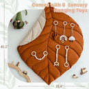 Razee Wooden Baby Play Gym Activity Mat, Leaf Shaped Play Mat Baby Gym with 6 Hanging Sensory Toys Foldable Baby Gym Newborn Infant Baby Use by TinyTreasures Baby Boutique