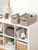 StorageWorks Narrow Storage Bins, Small Basket for Closet and Shelves, Rectangular Fabric Organizer with Handles, Toilet Paper Storage, Brown and Beige, 2-Pack by CozyNest Decor