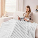 NEWCOSPLAY Super Soft Twin Blanket White Premium Silky Flannel Fleece 3D Ribbed Jacquard Lightweight Bed Blanket All Season Use (White Ribbed, Twin(60"x80")) by CozyNest Decor