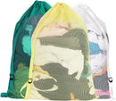 Mesh Laundry Bags with Adjustable Shoulder Strap, 24" x 36" Heavy Duty Nylon, Drawstring Closure, 3-Pack, Mixed Colors by TinyTreasures Baby Boutique