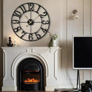 LEIKE Large Wall Clock, 18.5" Silent Non-Ticking, Battery Operated, Oversized, Decorative Retro Black Metal Clock for Living Room,Farmhouse, Dinner Room,Indoor, Outdoor(47cm, Black Arabic Number) by CozyNest Decor