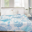 Blue Ocean Beach Throw Blanket Nautical Coastal Bed Blanket Starfish Seashell Coral Blankets Super Soft Flannel Fleece Throw Blanket for Couch Bed Decor “60 x80” by CozyNest Decor