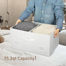 75 Quarts Extra Large Decorative Storage Bins with Lids, 3 Packs White Collapsible Storage Bins with Lids, Stackable Storage Bins Decorative Box Storage With Lid Extra Large by TinyTreasures Baby Boutique
