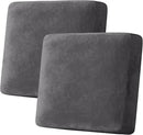H.VERSAILTEX Velvet Stretch Couch Cushion Cover Plush Cushion Slipcover for Chair Loveseat Sofa Cushion Furniture Protector Seat Cushion Sofa Cover (2 Piece Large Sofa Cushion Covers, Grey) by CozyNest Decor