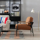 Mid-Century Accent Chair, Soft Armchair PU Leather Lounge Chair with Black Metal Legs, Upholstered Leisure Chair for Living Room Bedroom Reception Room, 1PC, Brown by CozyNest Decor