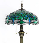 Tiffany Floor Lamp Stained Glass Lamp Standing Reading Light 16x16x70 Inch for Living Room (Green Dragonfly) by CozyNest Decor