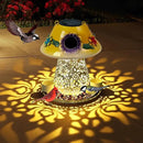 Mushroom Solar Bird Feeders for Outdoors Hanging Metal Wild Bird Feeder Garden Lantern with S Hook for Garden Decoration Yellow by CozyNest Decor