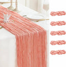 Sioloc 5 Pack Peach Coral Cheesecloth Table Runner Fall Autumn Decor for Home 10ft Table Cloth for Tea Wedding Birthday Party Baby Bridal Shower Halloween Thanksgiving by CozyNest Decor