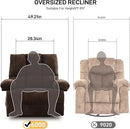 Oversized Recliner Chair Extra Wide Large Recliner for Adults 350lbs with Lumbar Support Pillow Nursery Chair Living Room (Manual, BROWN-6008) by CozyNest Decor