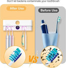 Electric Toothbrush Holder and Cleaner Auto Cleaning and Drying Toothbrushs in Circle Wall Mounted for Bathroom Accessory Auto Open/Close Cover Rechargeable Home Gadgets by CozyNest Decor