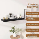 Fun Memories Black Floating Shelves 30" W x 12" D, 12 Inch Deep Floating Shelf for Books, Bathroom, Living Room, Rustic Wood Wall Shelves, 2 Inch Thicked Storage Shelf for Home Storage, Set of 2 by CozyNest Decor