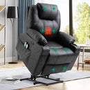 VIVIJASON Power Lift Chair Electric Recliner for Elderly Heated Vibration Massage Faux Leather Recliner Chair with 2 Remote Controls, Cup Holders, Side Pockets & USB Ports for Living Room (Black) by CozyNest Decor