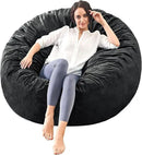 Bean Bag Chairs for Adults - Memory Foam Furniture BeanBag Chair - Kids/Teens Sofa with Soft Micro Fiber Cover - Round Fluffy Couch for Living Room Bedroom College Dorm - 4 ft, Carbon Black by CozyNest Decor