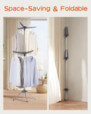 Clothes Drying Rack Foldable, 74.8 inch 2 Tier Laundry Drying Rack with Rotating Clothes Rail for 54 Pieces of Clothes, Space Saving, Indoor, Stainless Steel, Grey and Silver CDR002G01 by TinyTreasures Baby Boutique