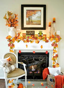 DearHouse 2 Pack Fall Garland Maple Leaf, 5.9Ft/Piece Hanging Vine Garland Artificial Autumn Foliage Garland Thanksgiving Decor for Home Wedding Fireplace Party Christmas (Green) by CozyNest Decor