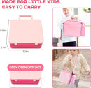 Kids Bento Lunch Box with 8oz Soup Thermo, Water Bottle, Leakproof Lunch Food Containers with 4 Compartment, Kids Insulated Hot Food Jar with Lunch Bag for School(Pink) by TinyTreasures Baby Boutique
