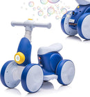 6V Electric Baby Balance Bike with Bubble Machine,4 in 1 Toddler Balance Bike w/Remote Control for 1 Year Old Boys Girls Kids Bubble Bike Ride on Toys w/Powered Motor,Music,LED Lights (Blue) by TinyTreasures Baby Boutique