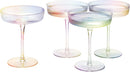 Ribbed Coupe Cocktail Glasses 8 oz | Set of 4 (Iridescent)