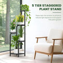TOSKING 5 Tier Tall Plant Stand Indoor Outdoor, Heavy Duty Corner Shelf for Plants & Decor, Space Saving 3.9FT Metal Flower Pot Stand for Balcony, Garden, Living Room, Patio (Black, 47in) by GreenHaven Gardens