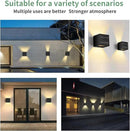LANFU Solar Powered Motion Sensor Square Outdoor Wall Lights,Black Modern Up and Down Wall Lamps 10W,IP65 Waterproof Warm White 3000K Wall Sconce Light Exterior for Fence,Garden by GreenHaven Gardens