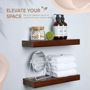 Homeforia Walnut 12 inch Floating Shelf, High End Solid Real Wood Small 12inch Floating Shelves for Wall Mounted, Dark Brown 12in Floating Shelves, Heavy Duty Bracket, 12 X 6.5 X 1.75 inches, Set of 2 by CozyNest Decor