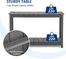 Outdoor Console Table, 48" Weather Resistant HIPS Patio Side Table, 440LBS Weight Capacity, 2-Tier Multifunctional Buffet Bar Storage Organizer for Garden Deck, Gray by GreenHaven Gardens