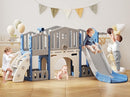 8 in 1 Toddler Slide Set, Kids Slide for Toddlers Age 1-3, Toddler Climber Slide PlaySet with Basketball Hoop and Ball, Outdoor Indoor Kids Playground for Toddlers 1-3, Blue Grey by TinyTreasures Baby Boutique