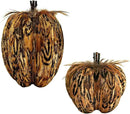 naturevibe 7.5/5.5 Inches Elegant Feathered Pumpkin Decor,Set of 2 Thanksgiving Decorations Natural Feather Pumpkins as Fall Home Decor,Centerpieces for Tables or Autumn Harvest Gifts by CozyNest Decor