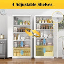 Kitchen Pantry Cabinet,71”White Metal Pantry Storage Cabinet with Doors and 4 Adjustable Shelves,Kitchen Cabinet with 2 Gold Handles,Tall Cabinet for Livingroom,Pantry, Bathroom,Kitchen