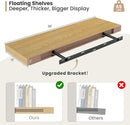Heimlove 12" Deep Floating Shelves, 36 x 12 Inch Wall Mounted Long Floating Shelf with Invisible Brackets, for Home Decor, Bedroom, Kitchen, Living Room, Bathroom - 2 Pack, Oak by CozyNest Decor