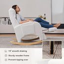 Rocking Chair Nursery, Modern Glider Chair with Adjustable Footrest and Solid Wood Legs, High Backrest Nursery Chair with Side Pocket, Rocker Armchair for Living Room Bedroom, Teddy Ivory by TinyTreasures Baby Boutique
