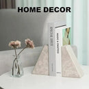 Marble Bookends for Heavy Books, Decorative Book Ends for Shelves, Durable and Heavy-Duty Bookends for Hardback Book & CDS, Off-White Unique Books Stopper & Holder, Set of 2 by CozyNest Decor