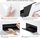 Acrylic Floating Shelves for Wall No Drilling, Self Adhesive Space-Saving Shelves, 12 Inch Floating Shelf Stick on Wall Shelf, for Bathroom, Kitchen, Bedroom, Office, Gaming Room, Black by CozyNest Decor