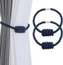 Fenghuangwu 2Pack Magnetic Curtain Tiebacks – Bohemian Style Handmade Woven Tie-Backs for Drapes,Elegant Exquisite Knot Holdbacks,Outdoor Boho & Modern Home Decor（Navy by CozyNest Decor