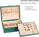 Small Jewelry Organizer for Women, 2-Layer Travel Jewelry Box with Portable Case, Necklace Ring Storage for Dresser, Girls Teens Gifts (Green) by TinyTreasures Baby Boutique