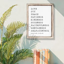 Christian Wall Decors, Positive Home Decors for Living Room, Galatians 5:22-23 Signs Decor, Scripture Decor Art, Framed Wall Plaque Sign 15 * 11.5 inches, Love Joy Peace Sign by CozyNest Decor