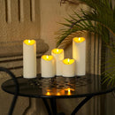 Homemory Outdoor Waterproof Flameless Candles, LED Candles, Battery Operated Candles with Remote and Timers, Electric Fake Plastic Pillar Candles, Ivory White, D3 H4 5" 6" 8" 8", Set of 5 by CozyNest Decor