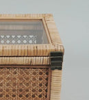 Rattan Box for Home Decor with Lid - Rectangular Coastal Bohemian Style Stackable Decorative Storage Box Set - Handmade from Natural Rattan, Cedar & Real Glass by CozyNest Decor
