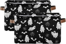 Collapsible Storage Basket Bin Happy Halloween Organizer Cube with Handle, Canvas, Black by TinyTreasures Baby Boutique