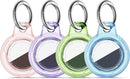 Upgrade Waterproof 4 Pack Airtags Holder with Apple Airtags Keychain, Hard PC Clear Air Tag Case, Anti-Scratch & Shock Air tag Holder, Men's Women's Keyrings & Keychains -Clear-Pink+Purple+Green+Blue by TinyTreasures Baby Boutique