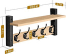Sorbus Coat Hooks Wall Mount with Shelf – 24 Inch Coat Rack Wall Mount with 5 Heavy Duty Hooks – Floating Wall Shelf with Hooks for Entryway, Bathroom, Bedroom, Kitchen, or Mudroom (Maple Wood) by CozyNest Decor